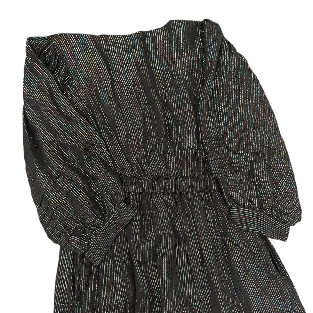 NEW CIEBON Metallic Rainbow Maxi Dress | Lame Statement Dress | 3/4 Sleeve | XS - Picture 8 of 10